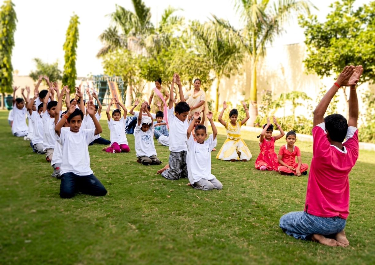 Special children of Disha practicing yoga